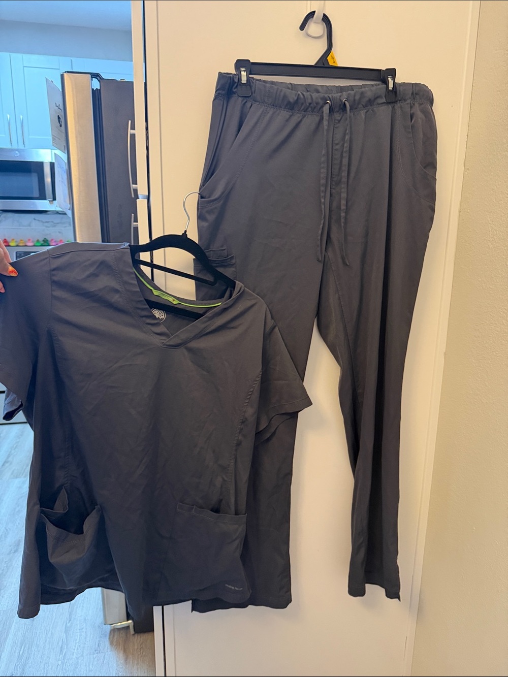 healing hands Slate Gray Drawstring Jogger Scrub Pants and top